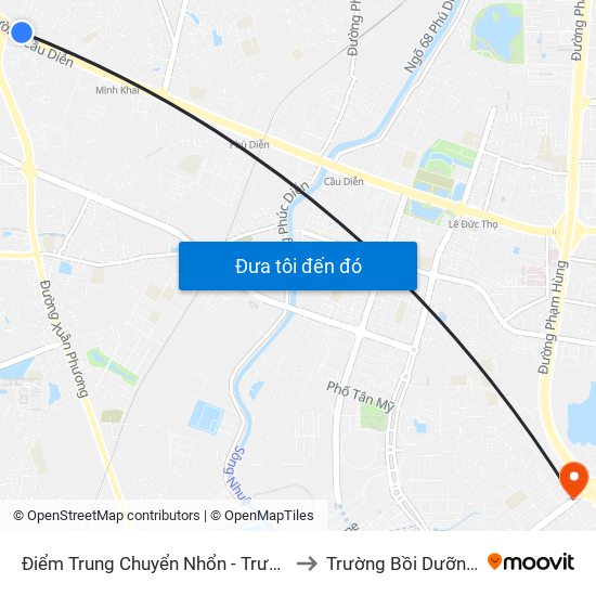 Điểm Trung Chuyển Nhổn - Trường Đại Học Công Nghiệp Hà Nội - Đường 32 to Trường Bồi Dưỡng Cán Bộ Giáo Dục Hà Nội map