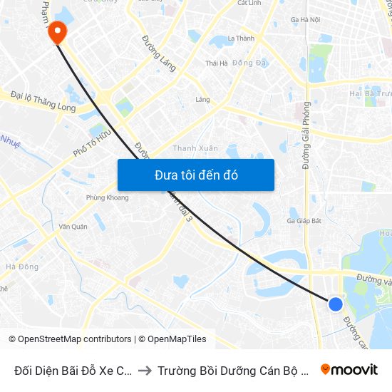 Đối Diện Bãi Đỗ Xe Công Ty Hino to Trường Bồi Dưỡng Cán Bộ Giáo Dục Hà Nội map