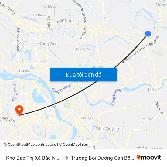 Kho Bạc Thị Xã Bắc Ninh - Quốc Lộ 1 to Trường Bồi Dưỡng Cán Bộ Giáo Dục Hà Nội map