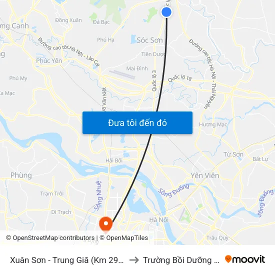 Xuân Sơn - Trung Giã (Km 29+770 Quốc Lộ 3) Cột Điện Hk3/20c to Trường Bồi Dưỡng Cán Bộ Giáo Dục Hà Nội map