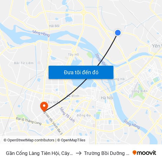 Gần Cổng Làng Tiên Hội, Cây Đa Bác Hồ - Km 5 +700 Quốc Lộ 3 to Trường Bồi Dưỡng Cán Bộ Giáo Dục Hà Nội map