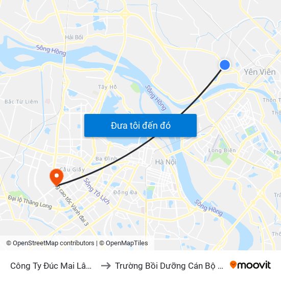 Công Ty Đúc Mai Lâm - Quốc Lộ 3 to Trường Bồi Dưỡng Cán Bộ Giáo Dục Hà Nội map