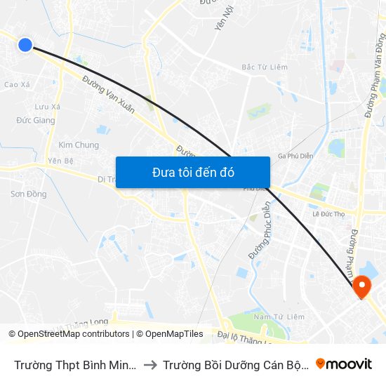 Trường Thpt Bình Minh - Quốc Lộ 32 to Trường Bồi Dưỡng Cán Bộ Giáo Dục Hà Nội map