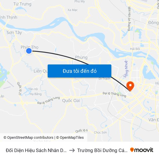 Đối Diện Hiệu Sách Nhân Dân Phúc Thọ - Quốc Lộ 32 to Trường Bồi Dưỡng Cán Bộ Giáo Dục Hà Nội map