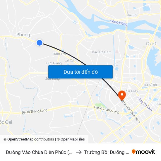 Đường Vào Chùa Diên Phúc (Cạnh Thạch Thảo Lisa) - Quốc Lộ 32 to Trường Bồi Dưỡng Cán Bộ Giáo Dục Hà Nội map