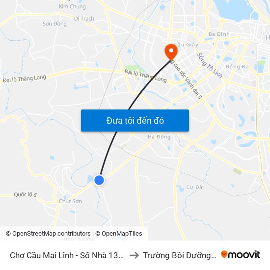 Chợ Cầu Mai Lĩnh - Số Nhà 1392 Quang Trung (Hà Đông), Quốc Lộ 6 to Trường Bồi Dưỡng Cán Bộ Giáo Dục Hà Nội map