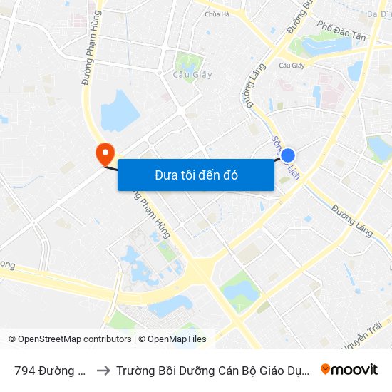 794 Đường Láng to Trường Bồi Dưỡng Cán Bộ Giáo Dục Hà Nội map