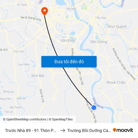 Trước Nhà 89 - 91 Thôn Phú Thịnh - Phú Minh - Tl429 to Trường Bồi Dưỡng Cán Bộ Giáo Dục Hà Nội map