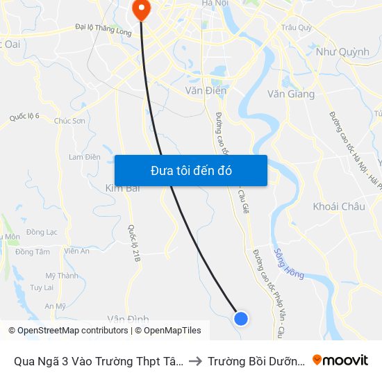 Qua Ngã 3 Vào Trường Thpt Tân Dân 30m - Đường Trục Huyện Thao Chính to Trường Bồi Dưỡng Cán Bộ Giáo Dục Hà Nội map