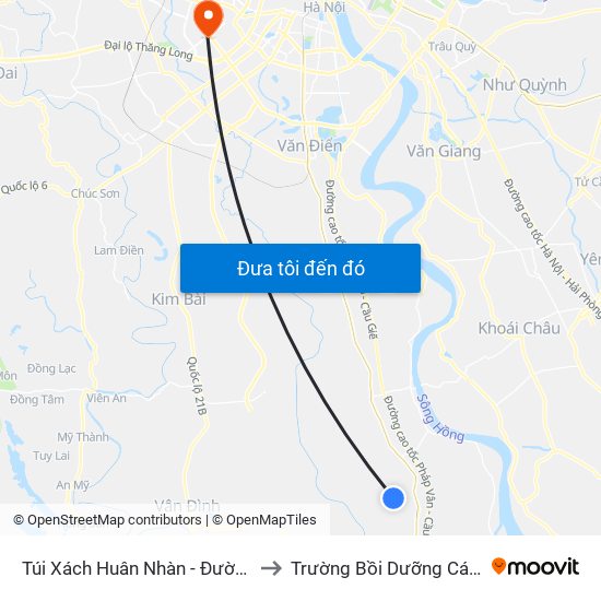Túi Xách Huân Nhàn - Đường Trục Huyện Thao Chính to Trường Bồi Dưỡng Cán Bộ Giáo Dục Hà Nội map