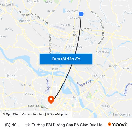 (B) Núi Đôi to Trường Bồi Dưỡng Cán Bộ Giáo Dục Hà Nội map