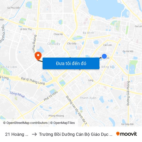 21 Hoàng Cầu to Trường Bồi Dưỡng Cán Bộ Giáo Dục Hà Nội map