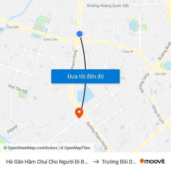 2b Phạm Văn Đồng to Trường Bồi Dưỡng Cán Bộ Giáo Dục Hà Nội map