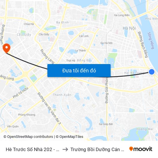 Hè Trước Số Nhà 202 - 204 Nguyễn Khoái to Trường Bồi Dưỡng Cán Bộ Giáo Dục Hà Nội map