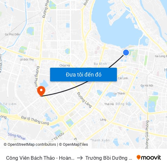 Công Viên Bách Thảo - Hoàng Hoa Thám (Qua Phố Ngọc Hà) to Trường Bồi Dưỡng Cán Bộ Giáo Dục Hà Nội map