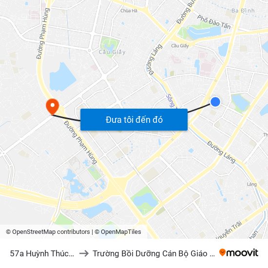 57a Huỳnh Thúc Kháng to Trường Bồi Dưỡng Cán Bộ Giáo Dục Hà Nội map