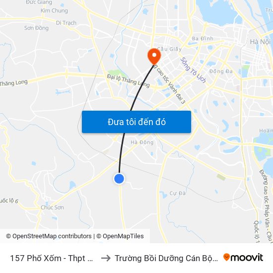 157 Phố Xốm - Thpt Trần Hưng Đạo to Trường Bồi Dưỡng Cán Bộ Giáo Dục Hà Nội map