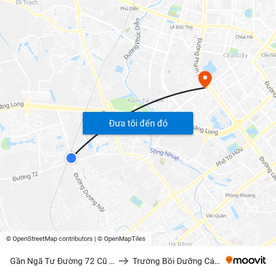 Gần Ngã Tư Đường 72 Cũ - Lê Trọng Tấn - Hà Đông to Trường Bồi Dưỡng Cán Bộ Giáo Dục Hà Nội map