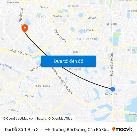 Dải Đỗ Số 1 Bến Xe Giáp Bát to Trường Bồi Dưỡng Cán Bộ Giáo Dục Hà Nội map