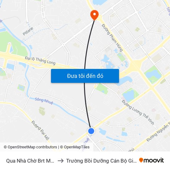 Qua Nhà Chờ Brt Mỗ Lao 30m to Trường Bồi Dưỡng Cán Bộ Giáo Dục Hà Nội map