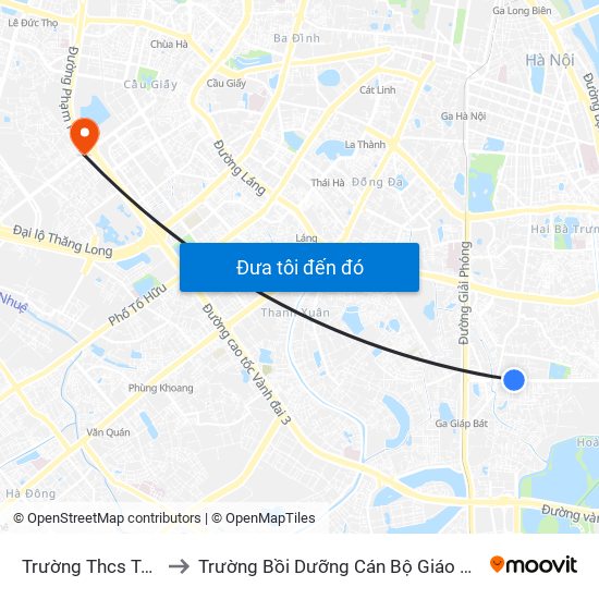 Trường Thcs Tân Mai to Trường Bồi Dưỡng Cán Bộ Giáo Dục Hà Nội map