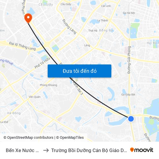 Bến Xe Nước Ngầm to Trường Bồi Dưỡng Cán Bộ Giáo Dục Hà Nội map