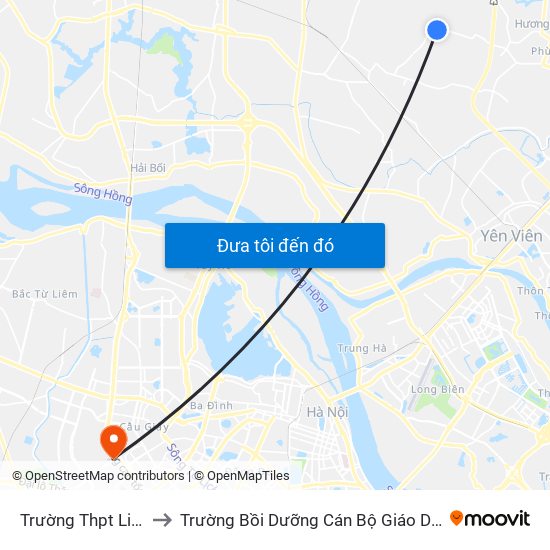 Trường Thpt Liên Hà to Trường Bồi Dưỡng Cán Bộ Giáo Dục Hà Nội map