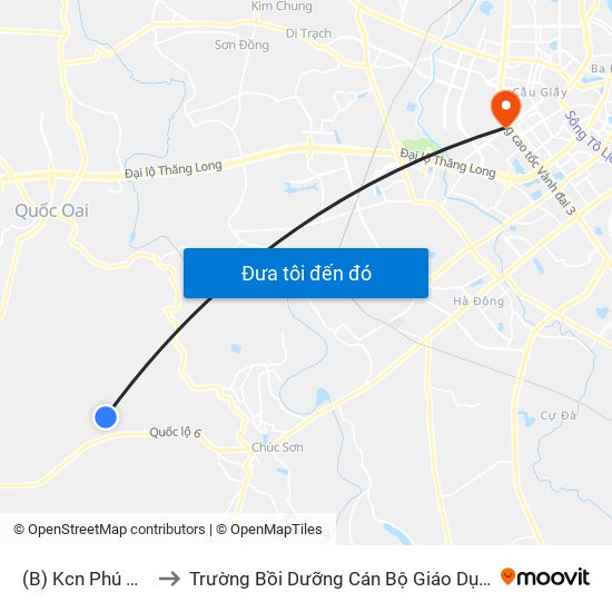 (B) Kcn Phú Nghĩa to Trường Bồi Dưỡng Cán Bộ Giáo Dục Hà Nội map