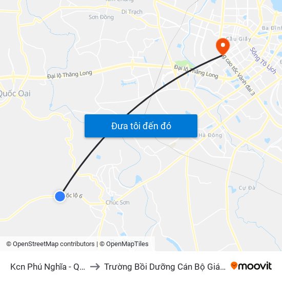 Kcn Phú Nghĩa - Quốc Lộ 6 to Trường Bồi Dưỡng Cán Bộ Giáo Dục Hà Nội map