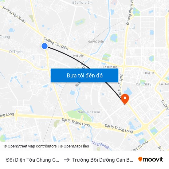 Đối Diện Tòa Chung Cư Hateco Group to Trường Bồi Dưỡng Cán Bộ Giáo Dục Hà Nội map