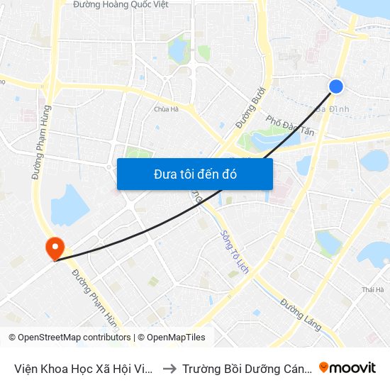 Viện Khoa Học Xã Hội Việt Nam - Số 1 Liễu Giai to Trường Bồi Dưỡng Cán Bộ Giáo Dục Hà Nội map