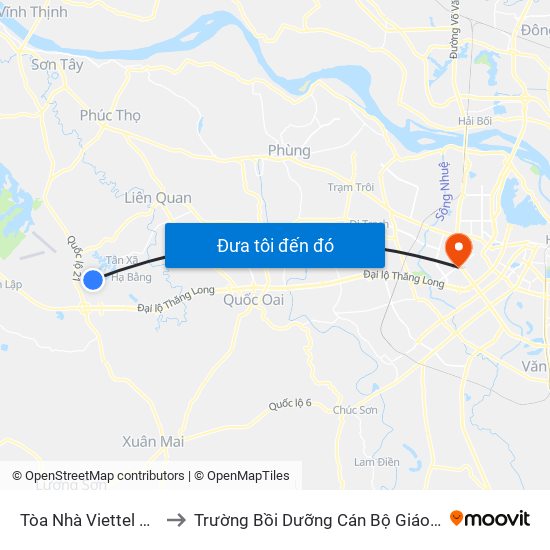 Tòa Nhà Viettel Hòa Lạc to Trường Bồi Dưỡng Cán Bộ Giáo Dục Hà Nội map