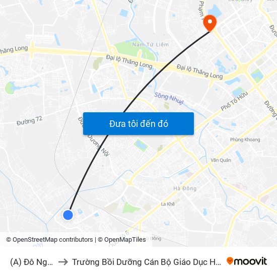 (A) Đô Nghĩa to Trường Bồi Dưỡng Cán Bộ Giáo Dục Hà Nội map