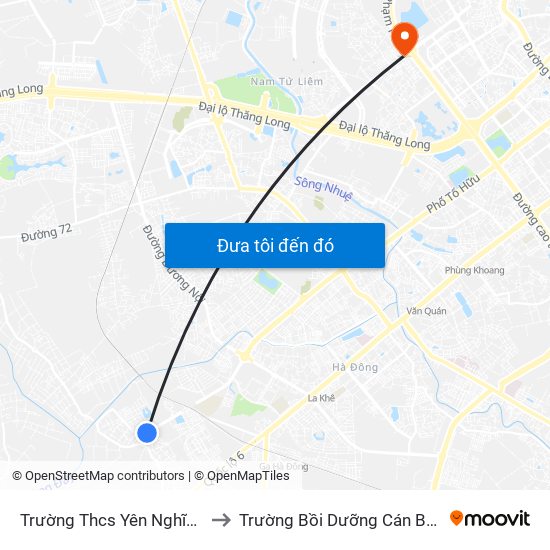 Trường Thcs Yên Nghĩa - Đường Yên Lộ to Trường Bồi Dưỡng Cán Bộ Giáo Dục Hà Nội map