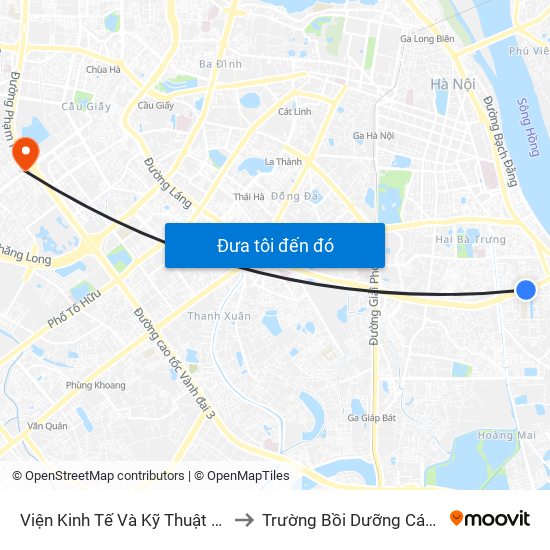 Viện Kinh Tế Và Kỹ Thuật Dệt May - 478 Minh Khai to Trường Bồi Dưỡng Cán Bộ Giáo Dục Hà Nội map