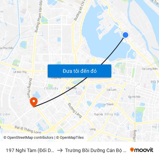 197 Nghi Tàm (Đối Diện Ngõ 276) to Trường Bồi Dưỡng Cán Bộ Giáo Dục Hà Nội map