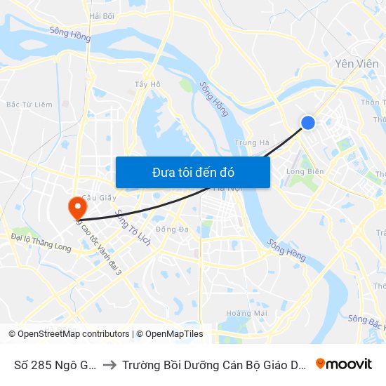 Số 285 Ngô Gia Tự to Trường Bồi Dưỡng Cán Bộ Giáo Dục Hà Nội map