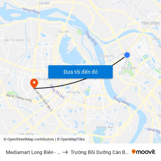 Mediamart Long Biên - Nguyễn Văn Linh to Trường Bồi Dưỡng Cán Bộ Giáo Dục Hà Nội map