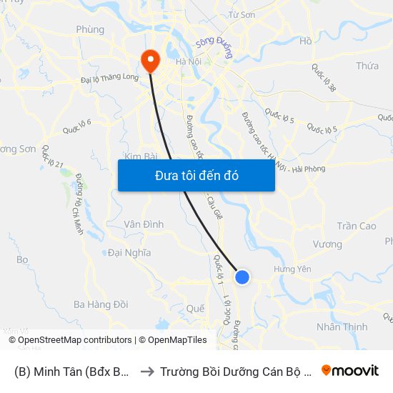 (B) Minh Tân (Bđx Buýt Minh Tân) to Trường Bồi Dưỡng Cán Bộ Giáo Dục Hà Nội map