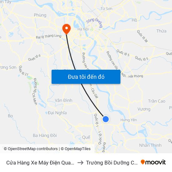Cửa Hàng Xe Máy Điện Quang Soi (Cầu Hòa Khê) - Dt428 to Trường Bồi Dưỡng Cán Bộ Giáo Dục Hà Nội map