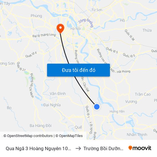 Qua Ngã 3 Hoàng Nguyên 10m (Cửa Hàng Tóc Hồng Quyên) - Dt428 to Trường Bồi Dưỡng Cán Bộ Giáo Dục Hà Nội map