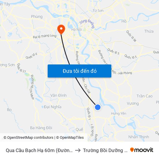 Qua Cầu Bạch Hạ 60m (Đường Vào Làng Hoàng Nguyên) - Dt428 to Trường Bồi Dưỡng Cán Bộ Giáo Dục Hà Nội map