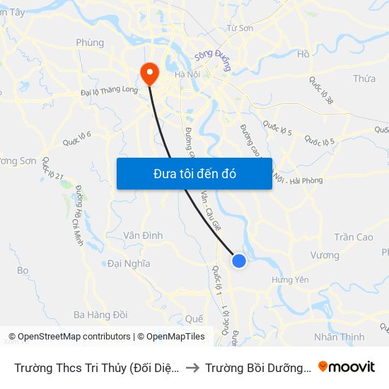 Trường Thcs Tri Thủy (Đối Diện Cừa Hàng Gas Thịnh Thơm) - Dt428 to Trường Bồi Dưỡng Cán Bộ Giáo Dục Hà Nội map