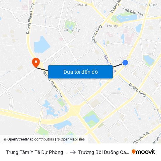 Trung Tâm Y Tế Dự Phòng Hn - 70 Nguyễn Chí Thanh to Trường Bồi Dưỡng Cán Bộ Giáo Dục Hà Nội map