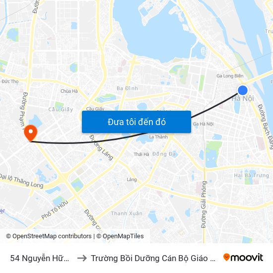 54 Nguyễn Hữu Huân to Trường Bồi Dưỡng Cán Bộ Giáo Dục Hà Nội map