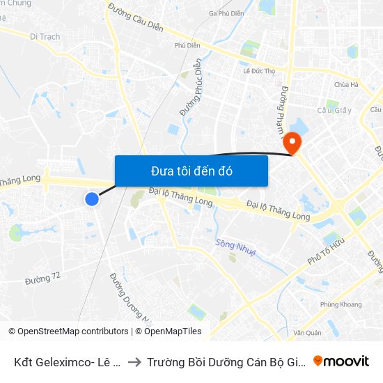 Kđt Geleximco- Lê Trọng Tấn to Trường Bồi Dưỡng Cán Bộ Giáo Dục Hà Nội map