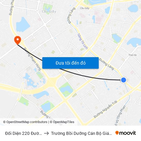 Đối Diện 220 Đường Láng to Trường Bồi Dưỡng Cán Bộ Giáo Dục Hà Nội map