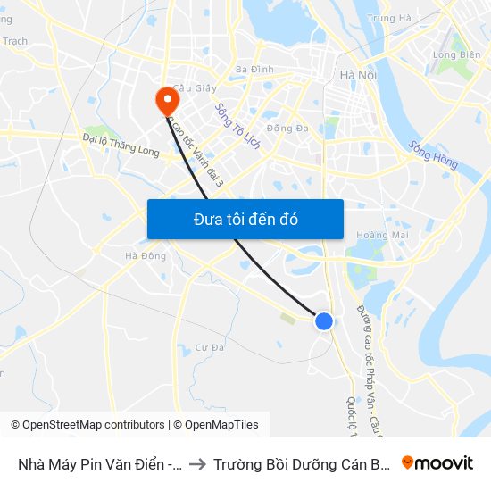 Nhà Máy Pin Văn Điển - Phan Trọng Tuệ to Trường Bồi Dưỡng Cán Bộ Giáo Dục Hà Nội map