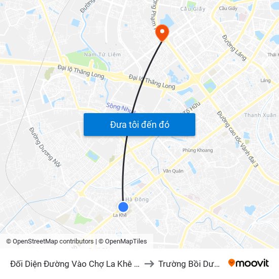Đối Diện Đường Vào Chợ La Khê (Qua Ga Metro La Khê) - 405 Quang Trung (Hà Đông) to Trường Bồi Dưỡng Cán Bộ Giáo Dục Hà Nội map