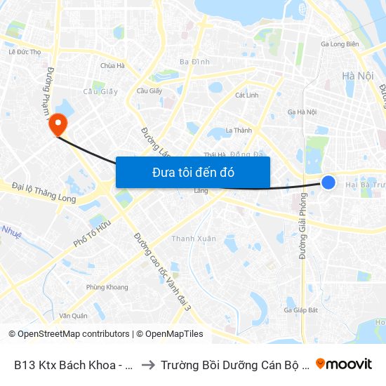 B13 Ktx Bách Khoa - Tạ Quang Bửu to Trường Bồi Dưỡng Cán Bộ Giáo Dục Hà Nội map